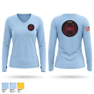 Womens Long Sleeve Vneck Shirt, VA 041, Air Force, Teamtime, Team time, sublimation, custom sports apparel, team uniforms, spirit wear, spiritwear, sports uniforms, custom shirts, team store, custom team store, fundraiser sports, apparel fundraiser