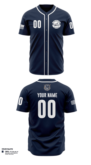 Full Button Baseball Jersey, CG STA OAK ISLAND, Coast Guard, Teamtime, Team time, sublimation, custom sports apparel, team uniforms, spirit wear, spiritwear, sports uniforms, custom shirts, team store, custom team store, fundraiser sports, apparel fundraiser