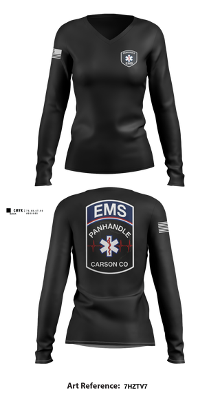 Womens Long Sleeve Vneck Shirt, Panhandle EMSPanhandle EMS, Fire Department, Teamtime, Team time, sublimation, custom sports apparel, team uniforms, spirit wear, spiritwear, sports uniforms, custom shirts, team store, custom team store, fundraiser sports, apparel fundraiser