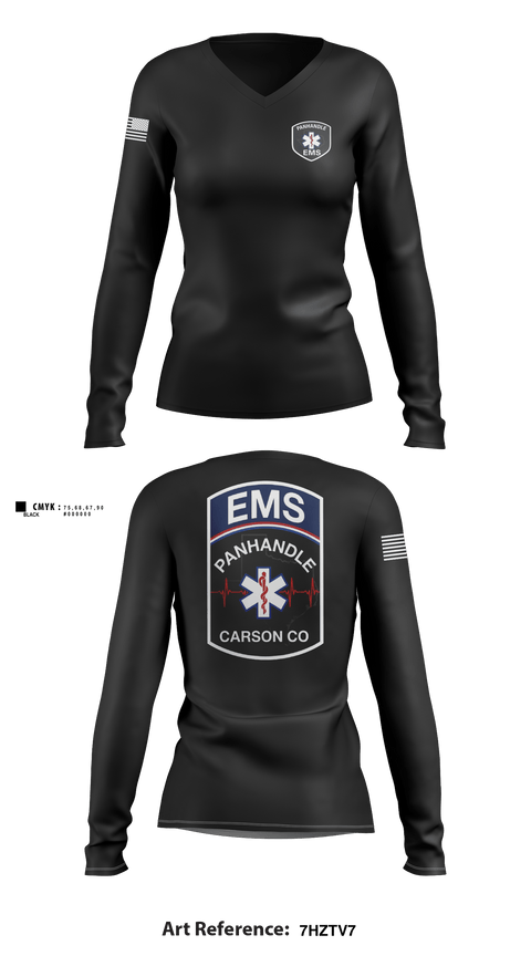 Womens Long Sleeve Vneck Shirt, Panhandle EMSPanhandle EMS, Fire Department, Teamtime, Team time, sublimation, custom sports apparel, team uniforms, spirit wear, spiritwear, sports uniforms, custom shirts, team store, custom team store, fundraiser sports, apparel fundraiser