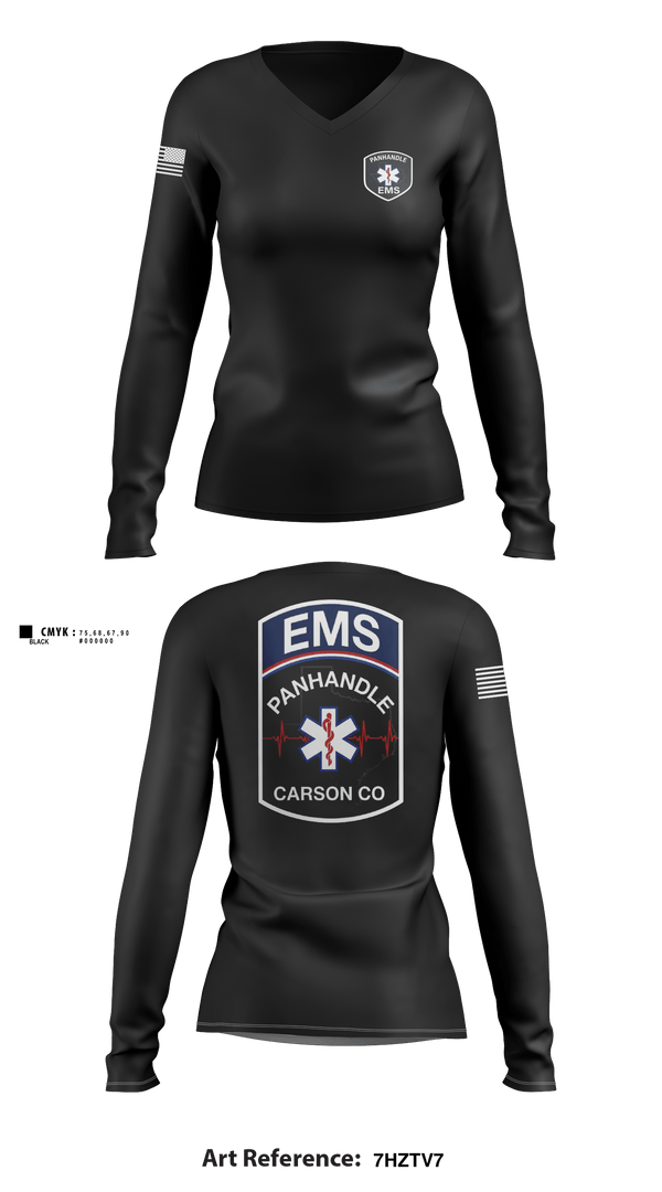 Womens Long Sleeve Vneck Shirt, Panhandle EMSPanhandle EMS, Fire Department, Teamtime, Team time, sublimation, custom sports apparel, team uniforms, spirit wear, spiritwear, sports uniforms, custom shirts, team store, custom team store, fundraiser sports, apparel fundraiser