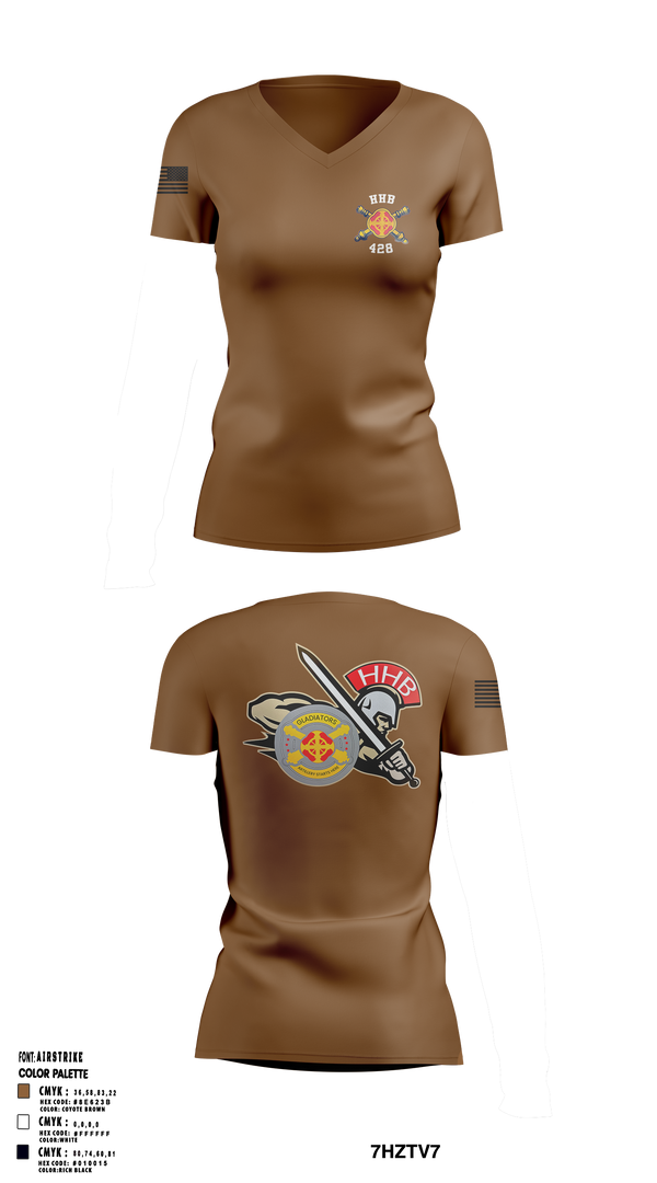 HHB, 428th Field Artillery Brigade 81466610 Women's Short Sleeve V-neck Shirt - 1