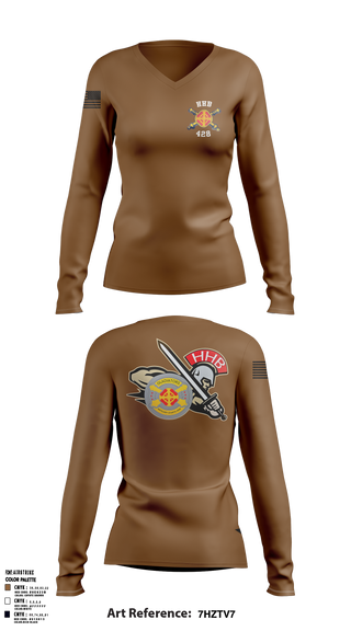HHB, 428th Field Artillery Brigade 81466610 Women's Long Sleeve V-neck Shirt - 1
