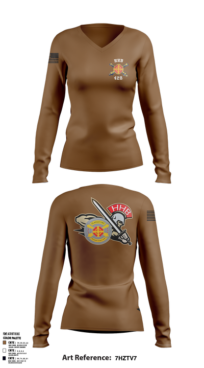 HHB, 428th Field Artillery Brigade 81466610 Women's Long Sleeve V-neck Shirt - 1
