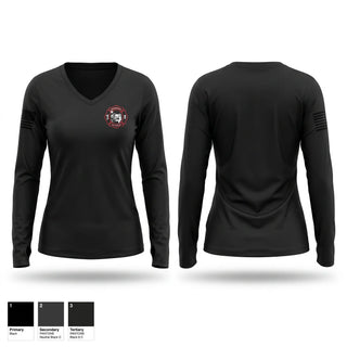 Womens Long Sleeve Vneck Shirt, Edinburgh Fire Department, Fire Department, Teamtime, Team time, sublimation, custom sports apparel, team uniforms, spirit wear, spiritwear, sports uniforms, custom shirts, team store, custom team store, fundraiser sports, apparel fundraiser