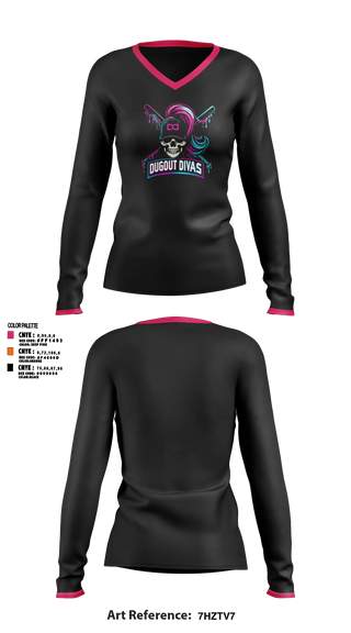 Womens Long Sleeve Vneck Shirt, Dugout divas, Softball, Teamtime, Team time, sublimation, custom sports apparel, team uniforms, spirit wear, spiritwear, sports uniforms, custom shirts, team store, custom team store, fundraiser sports, apparel fundraiser
