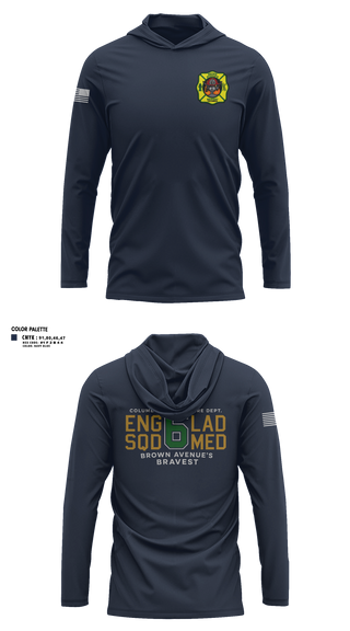 Long Sleeve Hooded Sun Shirt, Station 6, Fire Department, Teamtime, Team time, sublimation, custom sports apparel, team uniforms, spirit wear, spiritwear, sports uniforms, custom shirts, team store, custom team store, fundraiser sports, apparel fundraiser