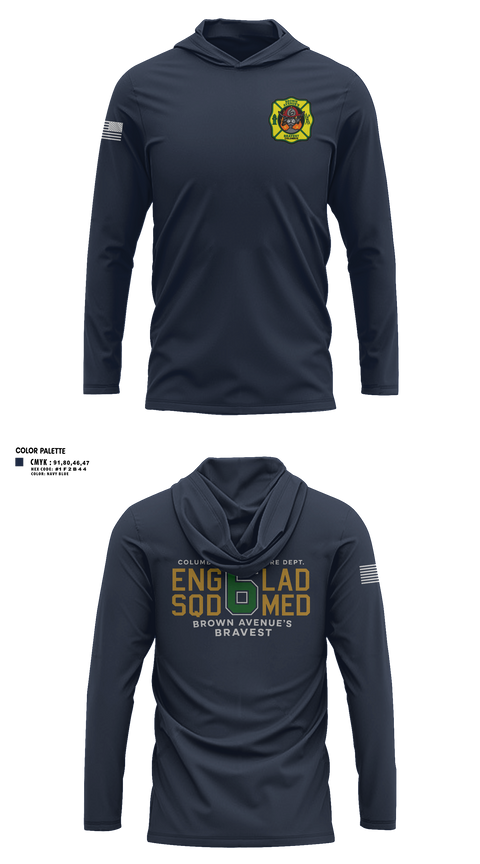 Long Sleeve Hooded Sun Shirt, Station 6, Fire Department, Teamtime, Team time, sublimation, custom sports apparel, team uniforms, spirit wear, spiritwear, sports uniforms, custom shirts, team store, custom team store, fundraiser sports, apparel fundraiser