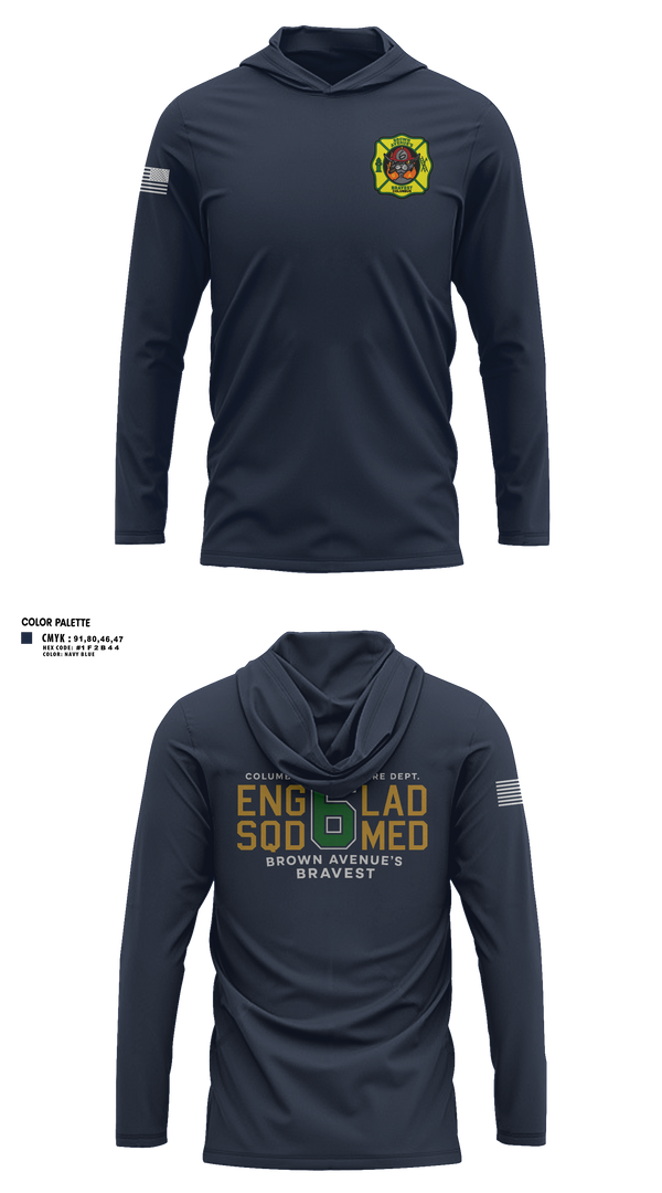 Long Sleeve Hooded Sun Shirt, Station 6, Fire Department, Teamtime, Team time, sublimation, custom sports apparel, team uniforms, spirit wear, spiritwear, sports uniforms, custom shirts, team store, custom team store, fundraiser sports, apparel fundraiser