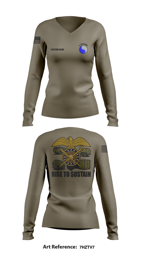 729 Quarter Master Unit 34151644 Women's Long Sleeve V-neck Shirt - 1