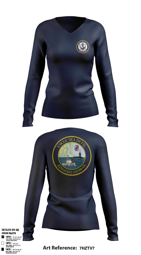 USCGC SEADEVIL 40470564 Women's Long Sleeve V-neck Shirt - 1