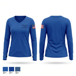 Womens Long Sleeve Vneck Shirt, Wyndmoor Hose Company #1, Fire Department, Teamtime, Team time, sublimation, custom sports apparel, team uniforms, spirit wear, spiritwear, sports uniforms, custom shirts, team store, custom team store, fundraiser sports, apparel fundraiser
