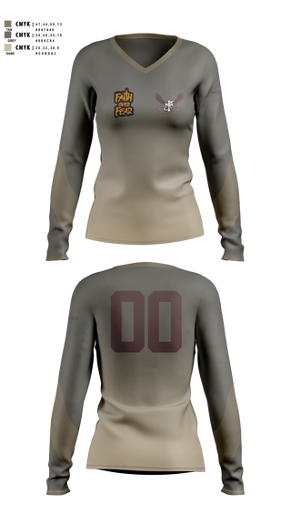 Womens Long Sleeve Vneck Shirt, Agape Youth Reachout inc, , Teamtime, Team time, sublimation, custom sports apparel, team uniforms, spirit wear, spiritwear, sports uniforms, custom shirts, team store, custom team store, fundraiser sports, apparel fundraiser