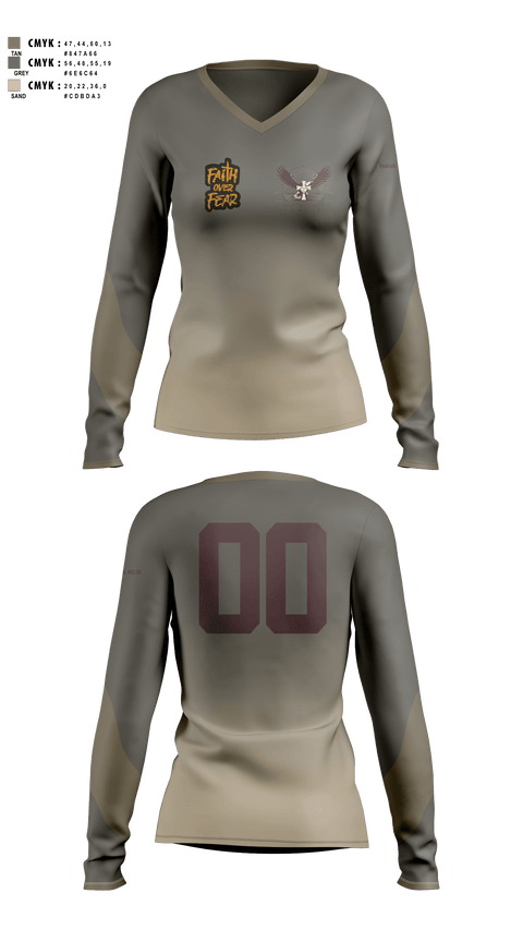 Womens Long Sleeve Vneck Shirt, Agape Youth Reachout inc, , Teamtime, Team time, sublimation, custom sports apparel, team uniforms, spirit wear, spiritwear, sports uniforms, custom shirts, team store, custom team store, fundraiser sports, apparel fundraiser