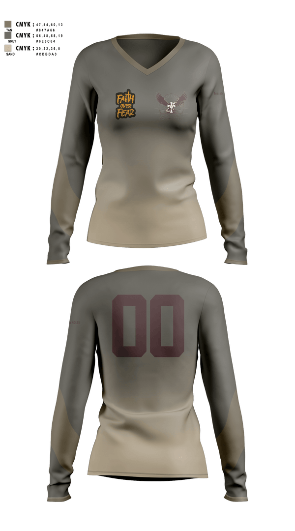 Womens Long Sleeve Vneck Shirt, Agape Youth Reachout inc, , Teamtime, Team time, sublimation, custom sports apparel, team uniforms, spirit wear, spiritwear, sports uniforms, custom shirts, team store, custom team store, fundraiser sports, apparel fundraiser