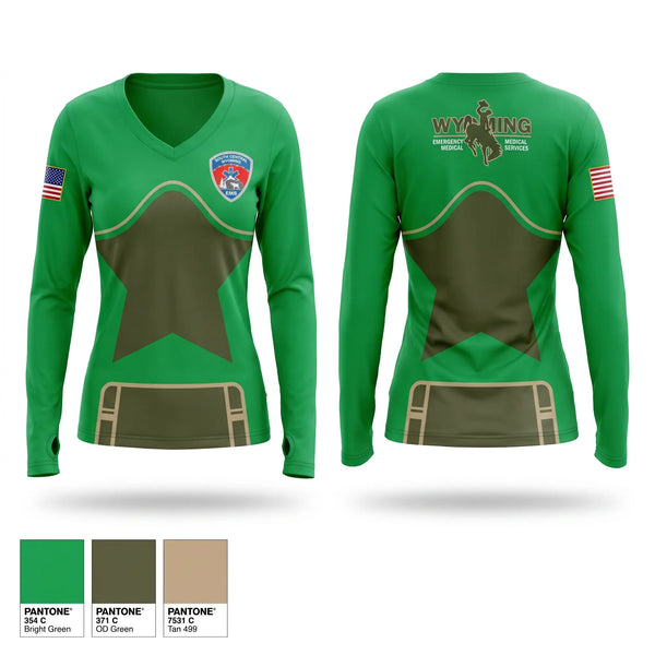 Womens Long Sleeve Vneck Shirt, SCWEMS, EMS/EMT, Teamtime, Team time, sublimation, custom sports apparel, team uniforms, spirit wear, spiritwear, sports uniforms, custom shirts, team store, custom team store, fundraiser sports, apparel fundraiser