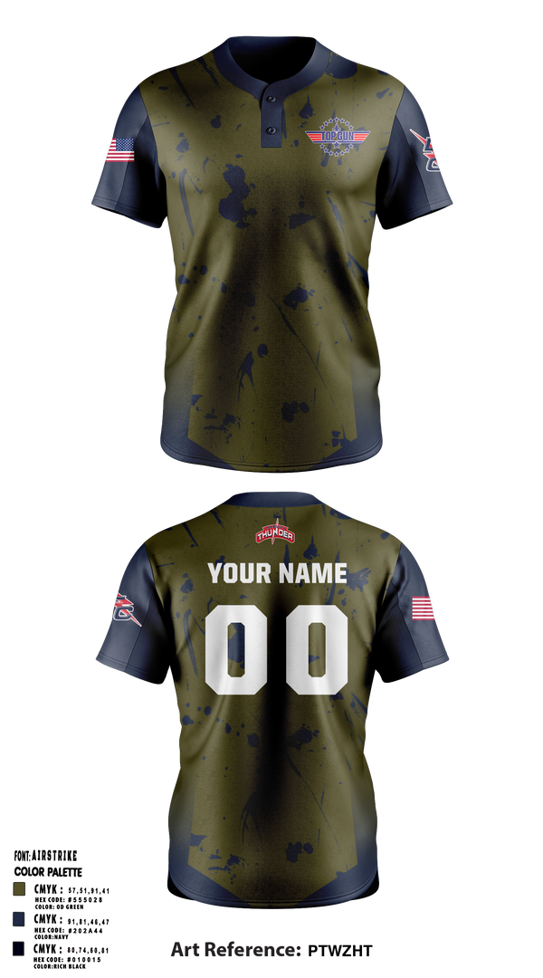 Lake City Thunder 75330803 Two Button Softball Jersey - 1