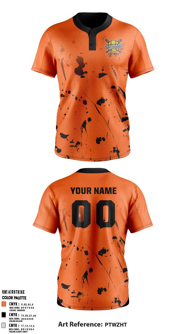 Hammahs 89018212 Two Button Baseball Jersey - 4