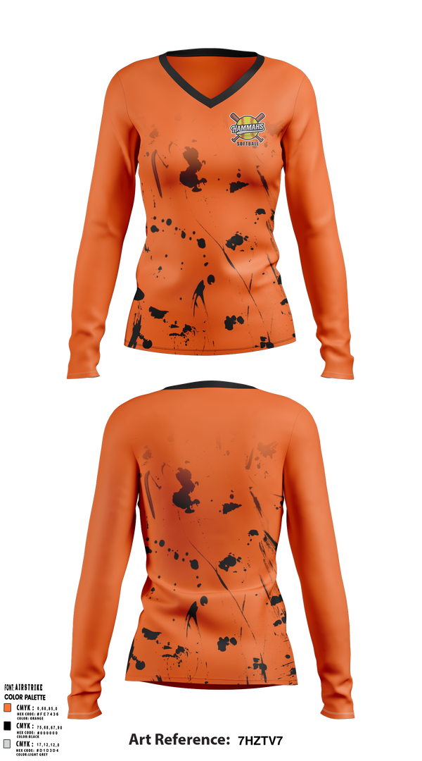 Hammahs 89018212 Women's Long Sleeve V-neck Shirt - 1