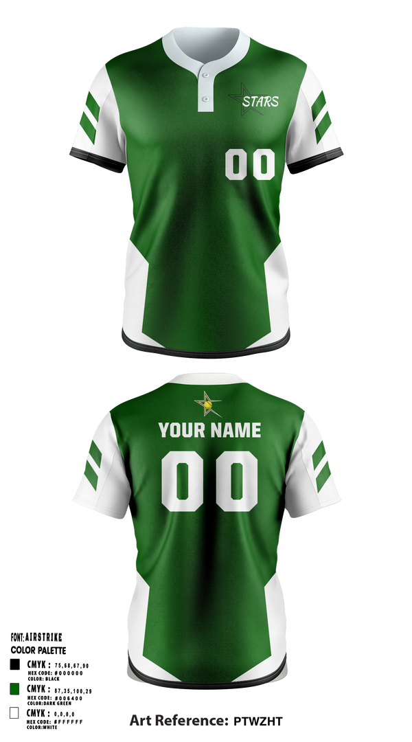 Stars 31844579 Two Button Baseball Jersey - 1