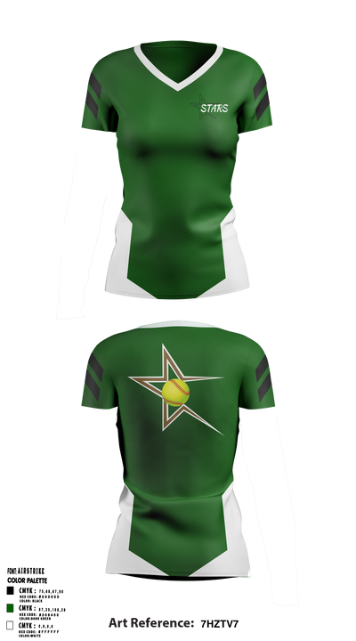 Stars 31844579 Women's Short Sleeve V-neck Shirt - 1