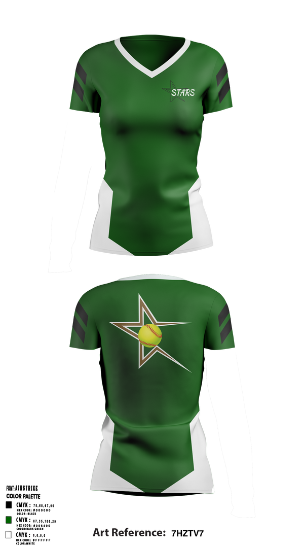 Stars 31844579 Women's Short Sleeve V-neck Shirt - 1
