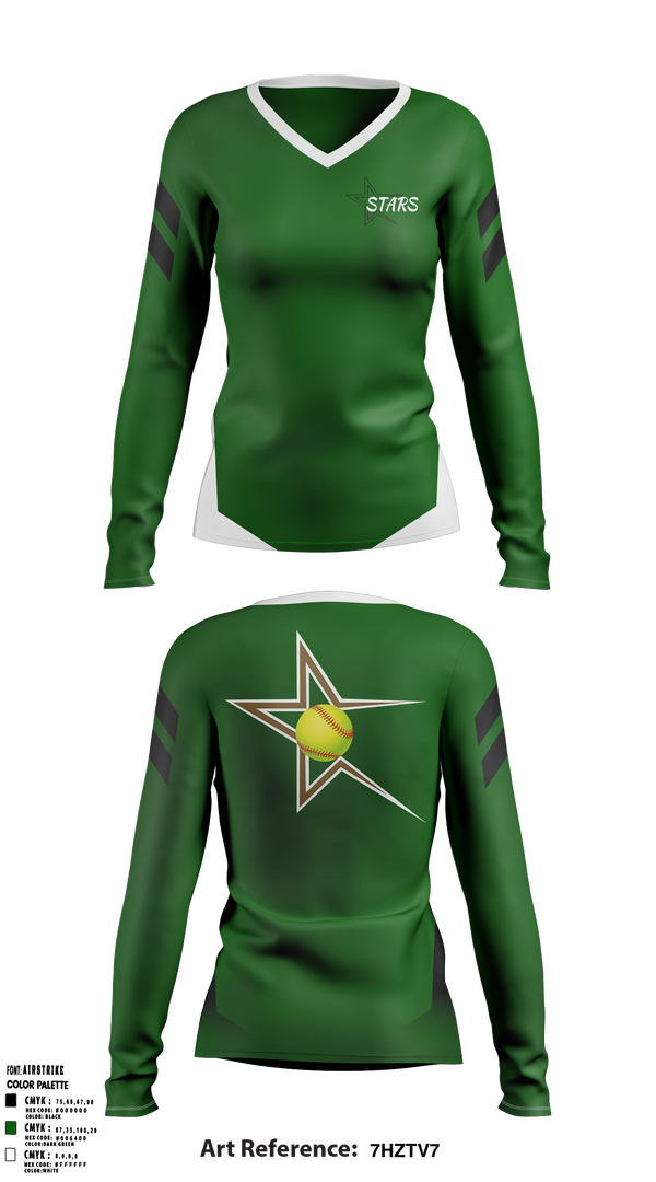 Stars 31844579 Women's Long Sleeve V-neck Shirt - 1