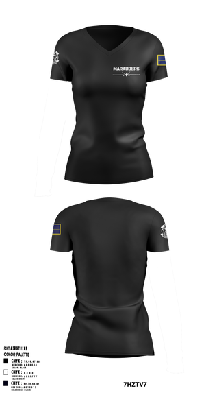 89 ATKS 2330709 Women's Short Sleeve V-neck Shirt - 1