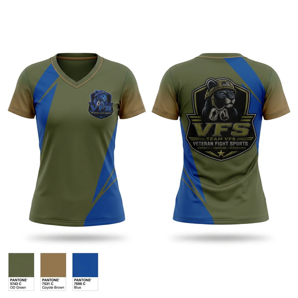 Womens Short Sleeve Vneck Shirt, Veteran Fight Sports, , Teamtime, Team time, sublimation, custom sports apparel, team uniforms, spirit wear, spiritwear, sports uniforms, custom shirts, team store, custom team store, fundraiser sports, apparel fundraiser