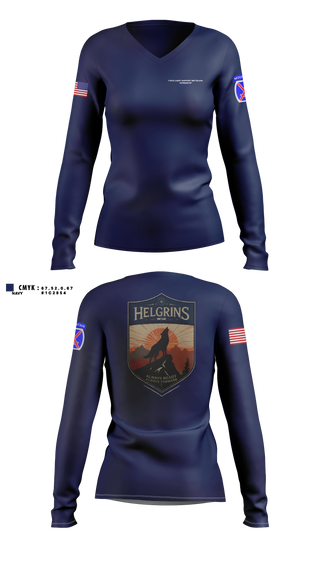 Womens Long Sleeve Vneck Shirt, Headquarters and Distribution Company, Army, Teamtime, Team time, sublimation, custom sports apparel, team uniforms, spirit wear, spiritwear, sports uniforms, custom shirts, team store, custom team store, fundraiser sports, apparel fundraiser