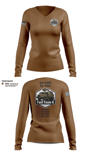 Womens Long Sleeve Vneck Shirt, Fuel Team 6, Army, Teamtime, Team time, sublimation, custom sports apparel, team uniforms, spirit wear, spiritwear, sports uniforms, custom shirts, team store, custom team store, fundraiser sports, apparel fundraiser