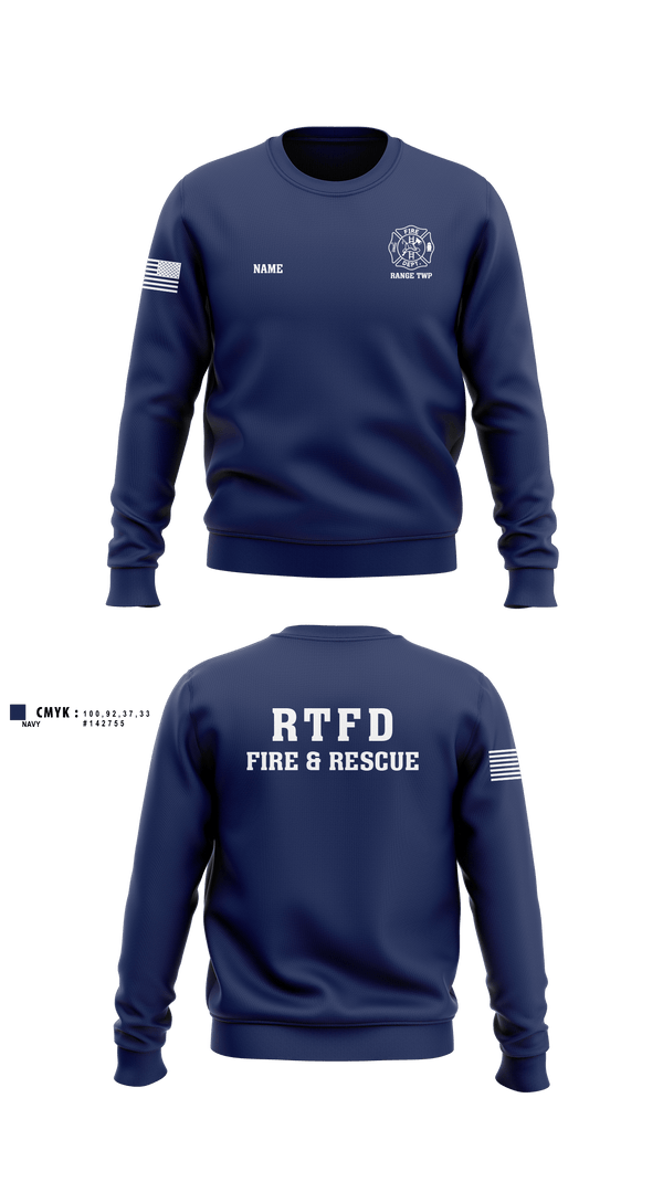 Crew Neck Sweatshirt, Range Township, Fire Department, Teamtime, Team time, sublimation, custom sports apparel, team uniforms, spirit wear, spiritwear, sports uniforms, custom shirts, team store, custom team store, fundraiser sports, apparel fundraiser