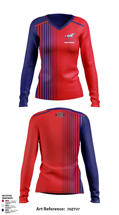 Plaza Park Pacers 617687 Women's Long Sleeve V-neck Shirt - 1