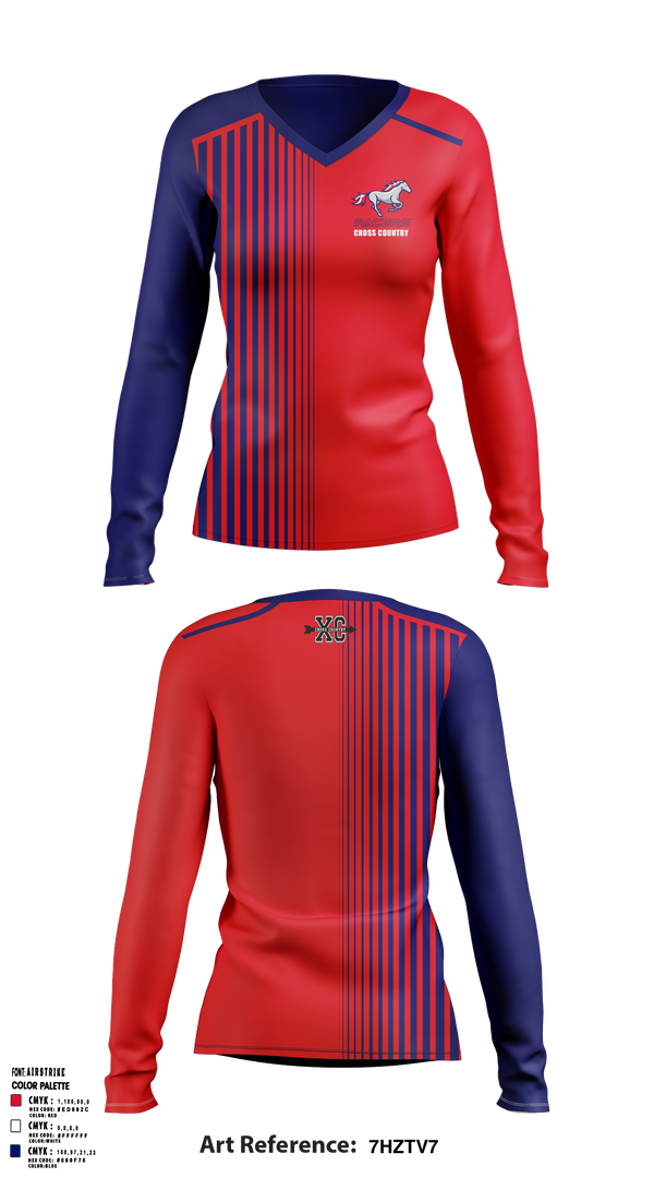 Plaza Park Pacers 617687 Women's Long Sleeve V-neck Shirt - 1