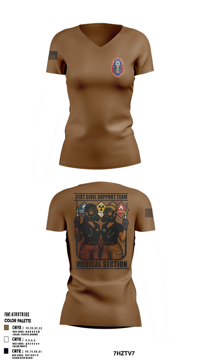 31st Civil Support Team 74906635 Women's Short Sleeve V-neck Shirt - 3