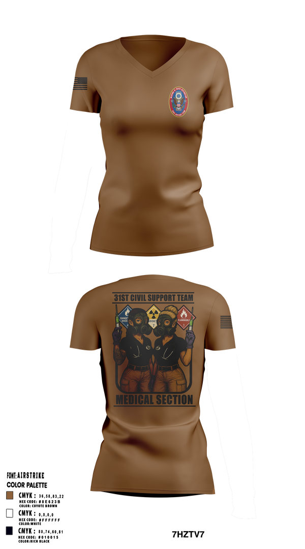 31st Civil Support Team 74906635 Women's Short Sleeve V-neck Shirt - 3