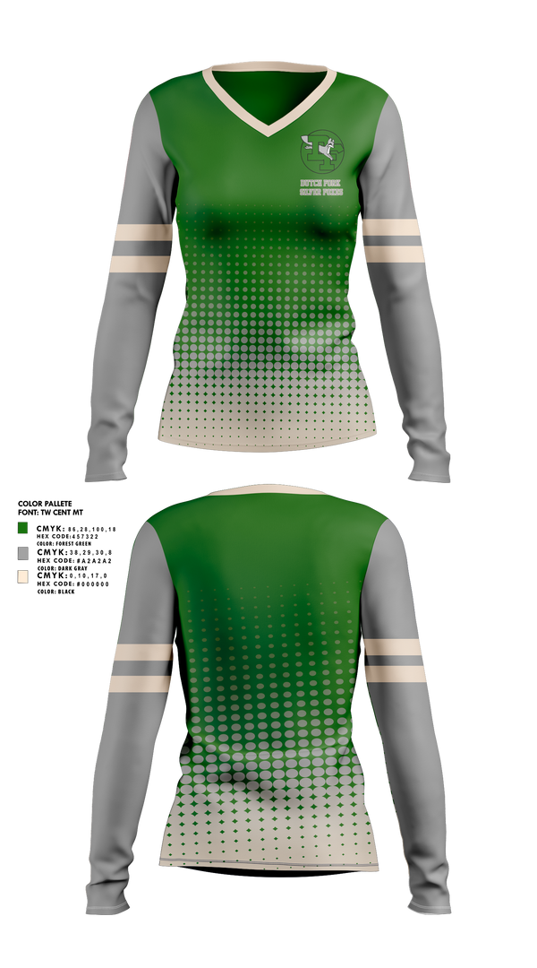 Dutch Fork Silver Foxes 30389436 Women's Long Sleeve V-neck Shirt - 1