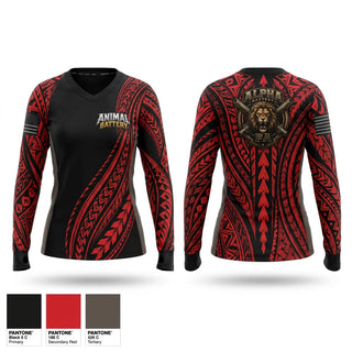 Womens Long Sleeve Vneck Shirt, 1/487th FA BN, National Guard, Teamtime, Team time, sublimation, custom sports apparel, team uniforms, spirit wear, spiritwear, sports uniforms, custom shirts, team store, custom team store, fundraiser sports, apparel fundraiser