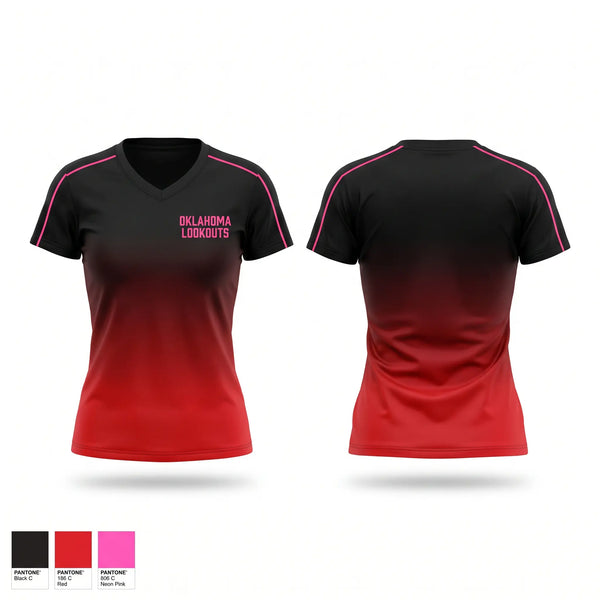 Womens Short Sleeve Vneck Shirt, OKLAHOMA LOOKOUTS, Baseball, Teamtime, Team time, sublimation, custom sports apparel, team uniforms, spirit wear, spiritwear, sports uniforms, custom shirts, team store, custom team store, fundraiser sports, apparel fundraiser