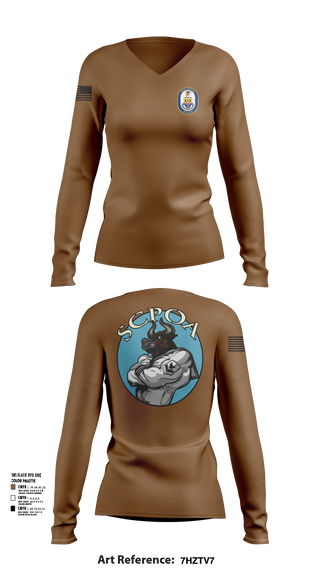 Scpoa 2939861 Women's Long Sleeve V-neck Shirt - 106