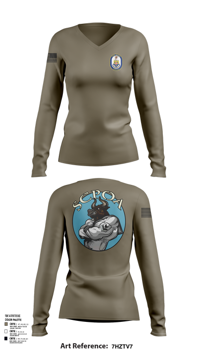 Scpoa 2939861 Women's Long Sleeve V-neck Shirt - 107
