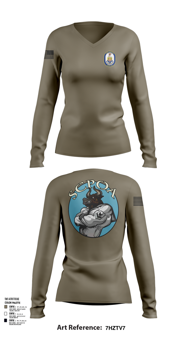 Scpoa 2939861 Women's Long Sleeve V-neck Shirt - 107
