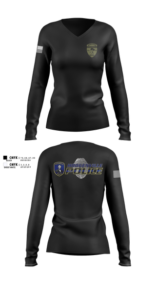 Womens Long Sleeve Vneck Shirt, Hodgenville Police Department, Police, Teamtime, Team time, sublimation, custom sports apparel, team uniforms, spirit wear, spiritwear, sports uniforms, custom shirts, team store, custom team store, fundraiser sports, apparel fundraiser
