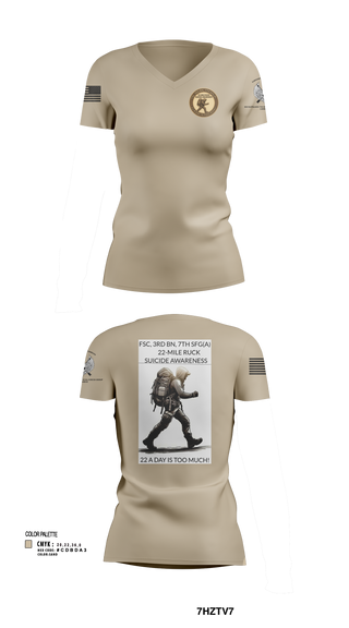 FSC, 3RD BN, 7TH SFG(A) 2558411 Women's Short Sleeve V-neck Shirt -2