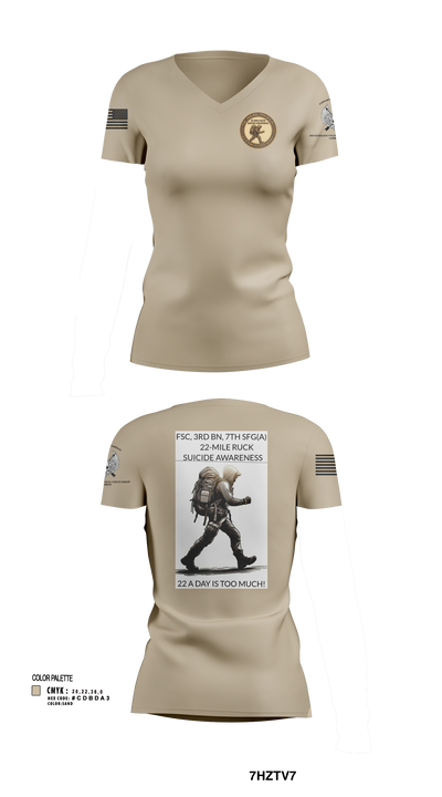 FSC, 3RD BN, 7TH SFG(A) 2558411 Women's Short Sleeve V-neck Shirt -2