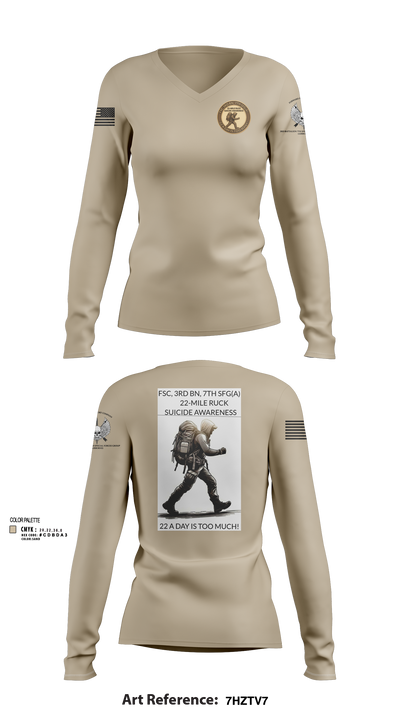 FSC, 3RD BN, 7TH SFG(A) 2558411 Women's Long Sleeve V-neck Shirt - 2