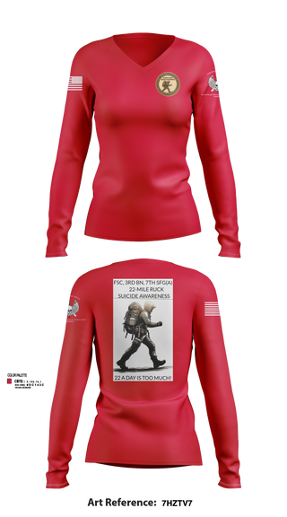 FSC, 3RD BN, 7TH SFG(A) 2558411 Women's Long Sleeve V-neck Shirt -3