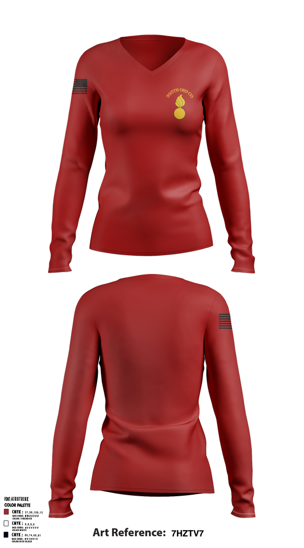 395th Ordnance Company 51891174 Women's Long Sleeve V-neck Shirt -1