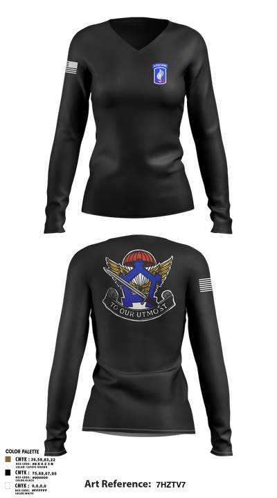 HHC, Brigade Support Battalion 173D IBCT(A) 58990050 Women's Long Sleeve V-neck Shirt - 3