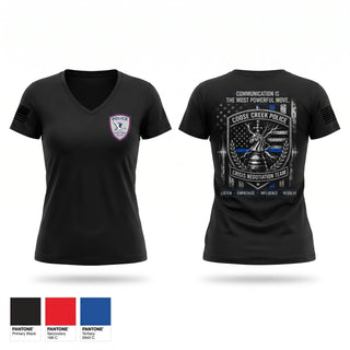 Womens Short Sleeve Vneck Shirt, Crisis Negotiation Team, Police, Teamtime, Team time, sublimation, custom sports apparel, team uniforms, spirit wear, spiritwear, sports uniforms, custom shirts, team store, custom team store, fundraiser sports, apparel fundraiser
